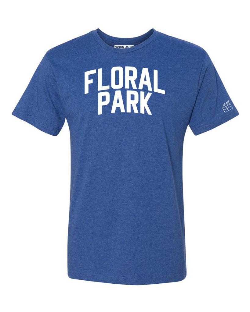 Blue Floral Park T-shirt with White Reflective Letters