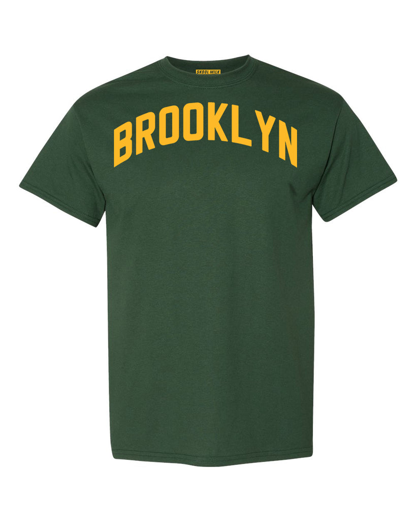 Forest-Green Brooklyn T-shirt with Yellow Reflective Letters #Avocado