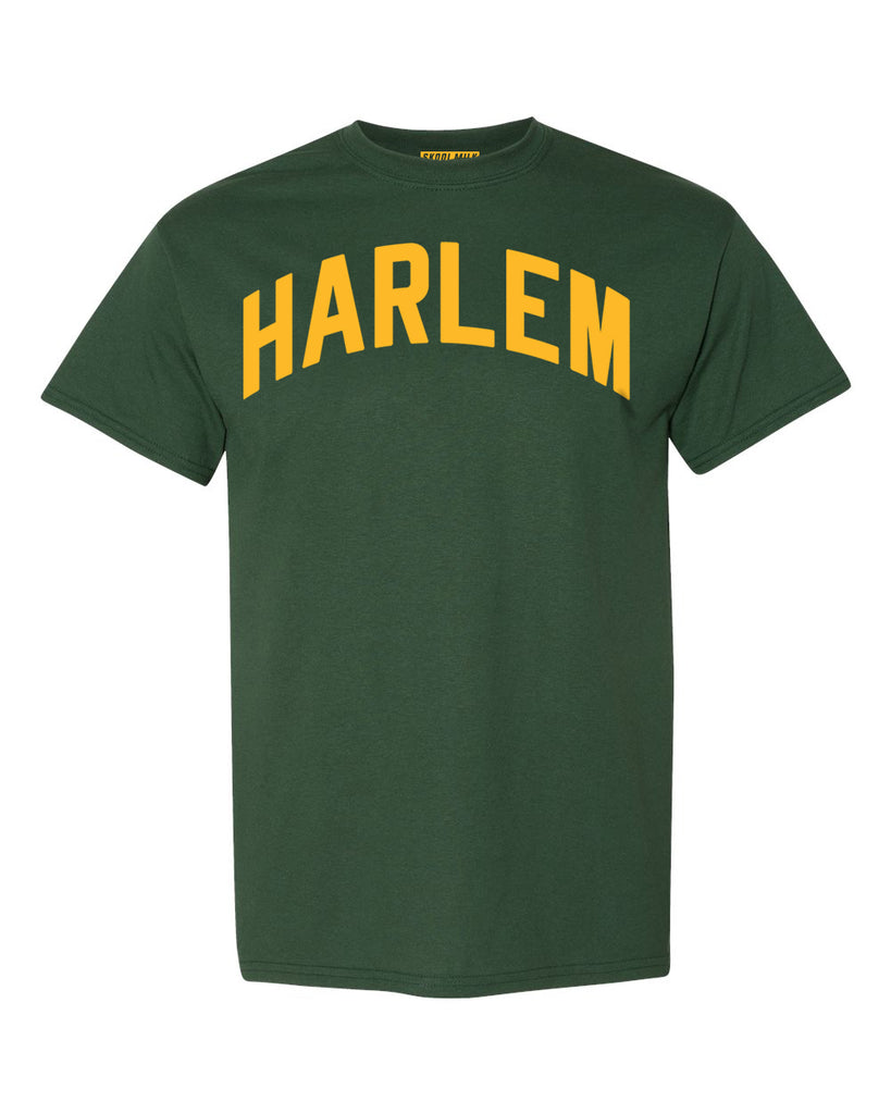 Forest-Green Harlem T-shirt with Yellow Reflective Letters #Avocado