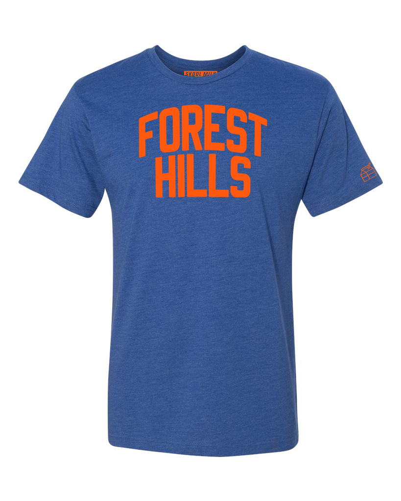 Blue Forest Hills T-shirt with Knicks Orange Letters
