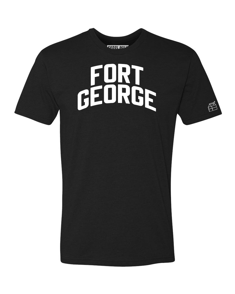 Black Fort George  T-shirt with White Reflective Letters
