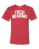 Red Fresh Meadows T-shirt with White Reflective Letters