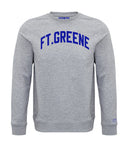 Grey Fort Greene Sweatshirt with Royal Blue Velvet Letters