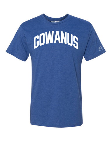 Blue Gowanus T-shirt with White Reflective Letters