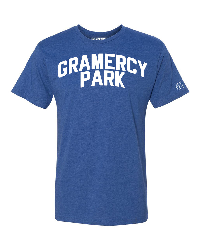 Blue Gramercy Park T-shirt with White Reflective Letters