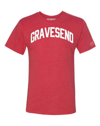 Red Gravesend T-shirt with White Reflective  Letters