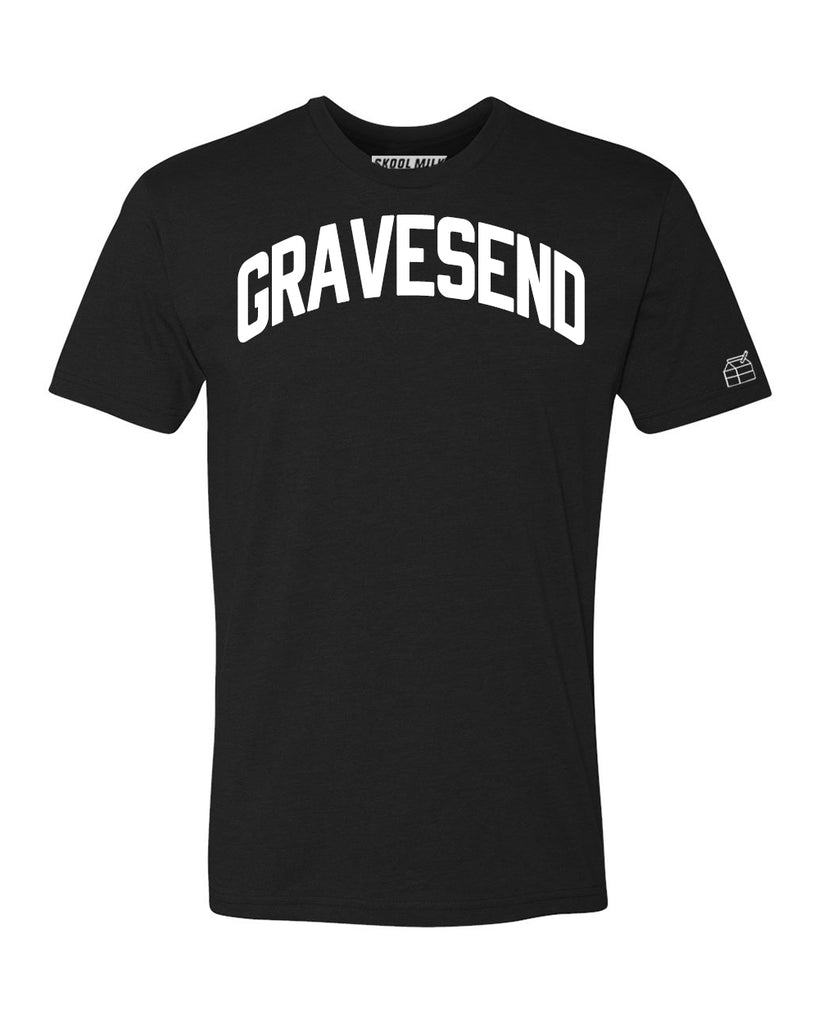Black Gravesend T-shirt with White Reflective  Letters