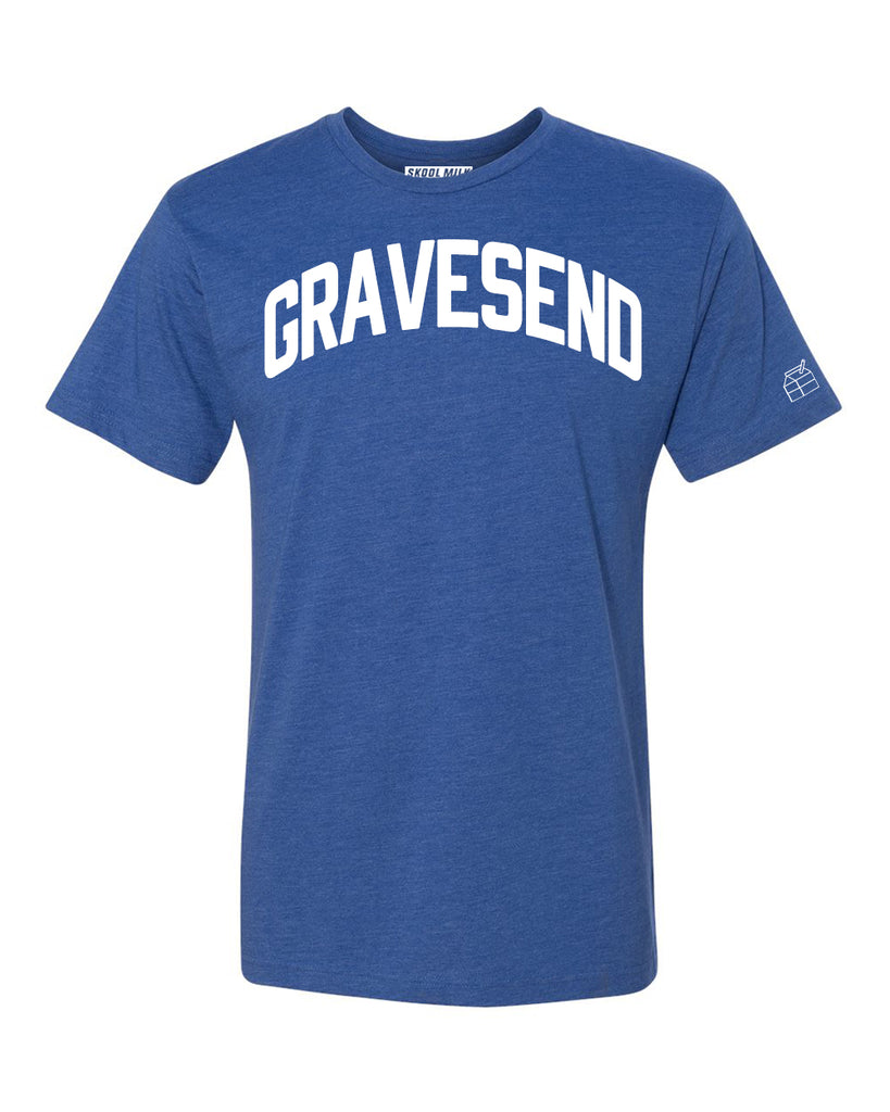 Blue Gravesend T-shirt with White Reflective  Letters