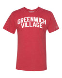 Red Greenwich Village T-shirt with White Reflective Letters