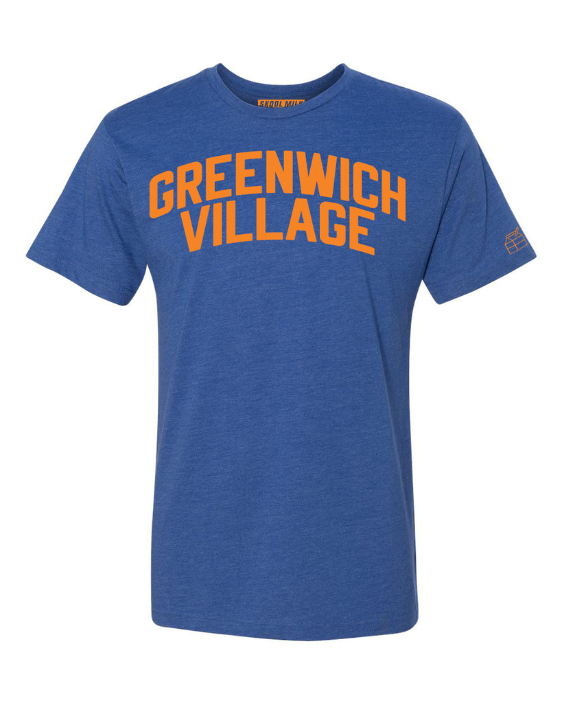 Blue Greenwich Village T-shirt with Knicks Orange Letters