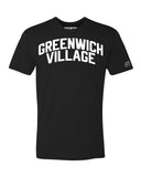 Black Greenwich Village T-shirt with White Reflective Letters