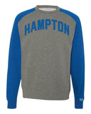 Grey Hampton Raglan Sweatshirt w/ Blue Sleeves and Lettering
