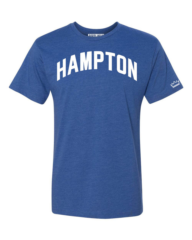 Blue Hampton T-Shirt w/ White Reflective Letters. The Real HU!