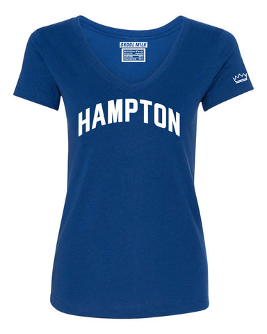 Blue Hampton V-neck w/ White Reflective Letters for the Real HU!