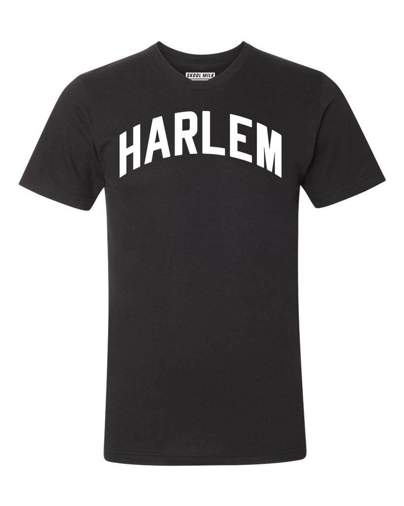 Black Harlem T-shirt with White Reflective Letters