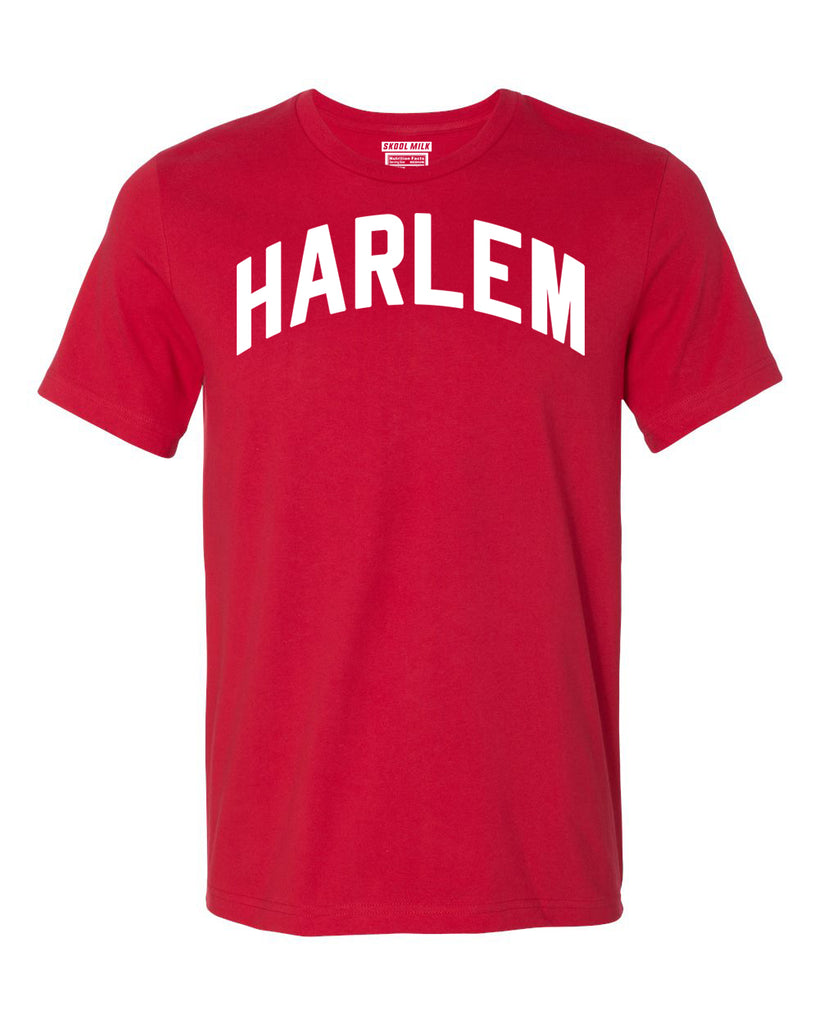 Red Harlem T-shirt with White Reflective Letters