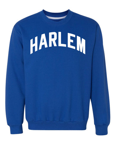 Blue Harlem Sweatshirt with White Reflective Letters