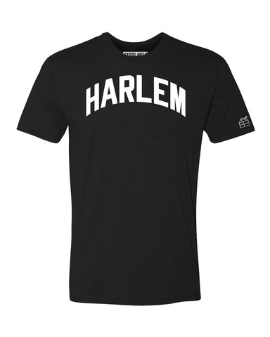 Black Harlem T-shirt with White Reflective Letters