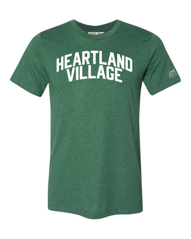 Green Heartland Village T-shirt with White Letters