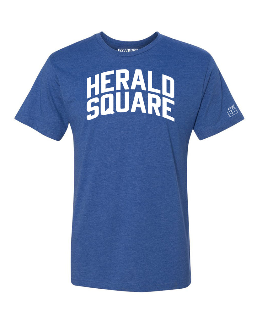 Blue Herald Square T-shirt with White Reflective Letters