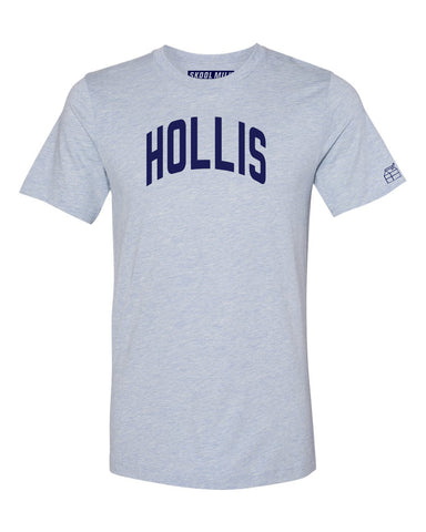 Sky Blue Hollis T-shirt with Blue Letters