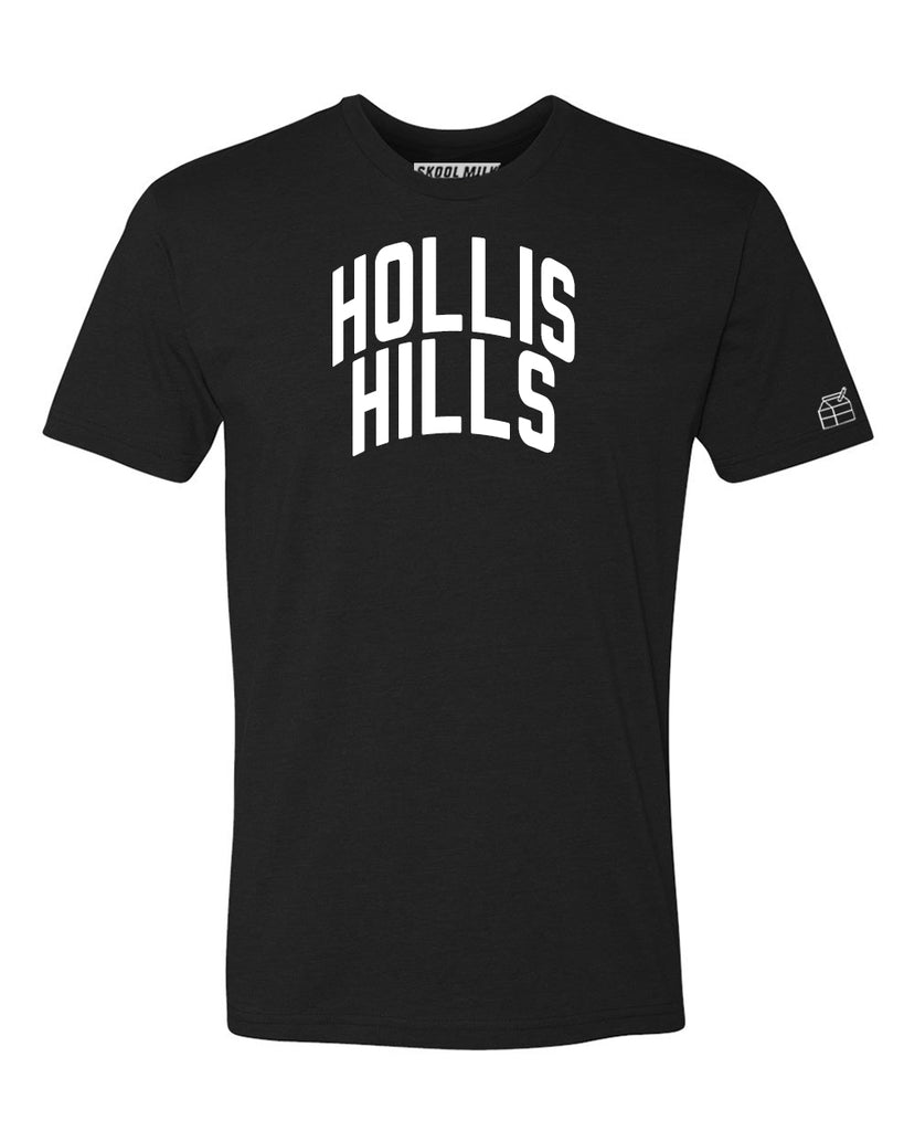 Black Hollis Hills T-shirt with White Reflective Letters