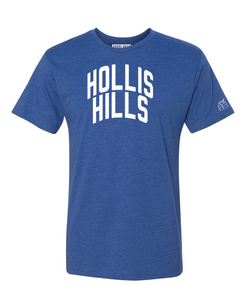 Blue Hollis Hills T-shirt with White Reflective Letters
