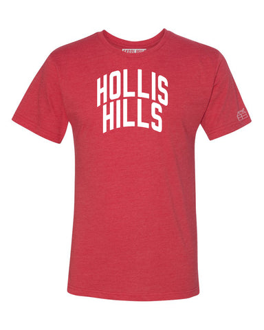 Red Hollis Hills T-shirt with White Reflective Letters