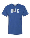 Blue Hollis T-shirt with White Reflective Letters