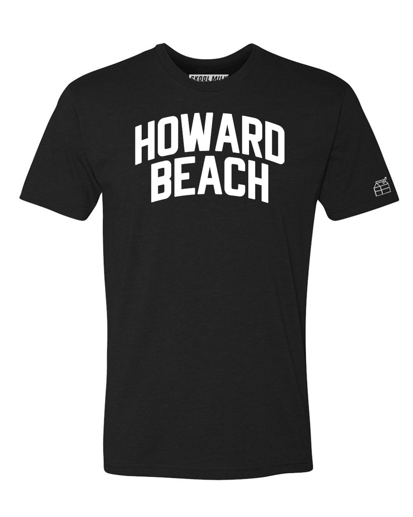Black Howard Beach T-shirt with White Reflective Letters