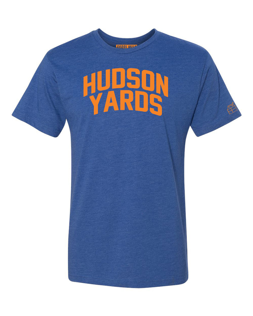 Blue Hudson Yards T-shirt with Knicks Orange Letters