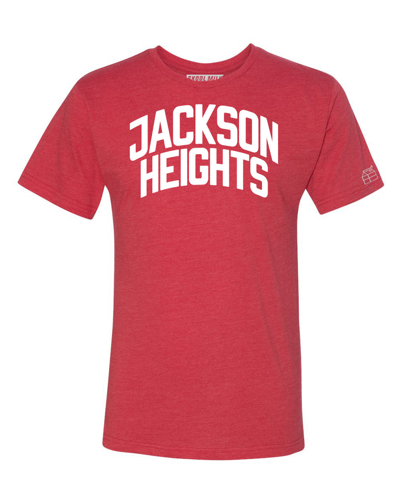 Red Jackson Heights T-shirt with White Reflective Letters