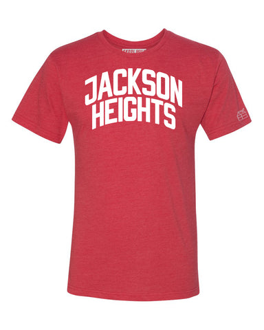 Red Jackson Heights T-shirt with White Reflective Letters