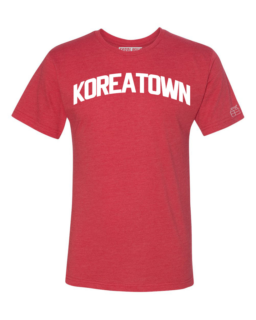 Red Koreatown T-shirt with White Reflective Letters