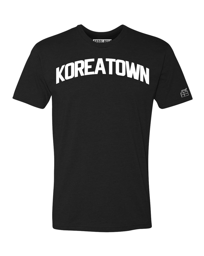 Black Koreatown T-shirt with White Reflective Letters
