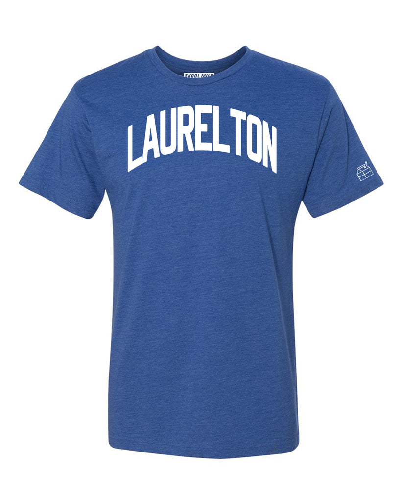 Blue Laurelton T-shirt with White Reflective Letters