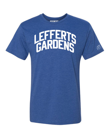 Blue Lefferts Gardens T-shirt with White Reflective Letters