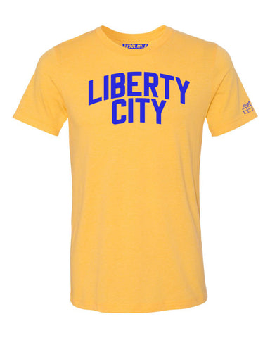 Yellow Liberty City Miami T-shirt w/ Blue Reflective Letters