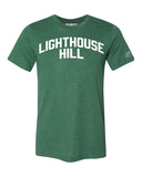 Green Lighthouse Hill T-shirt with White Reflective Letters