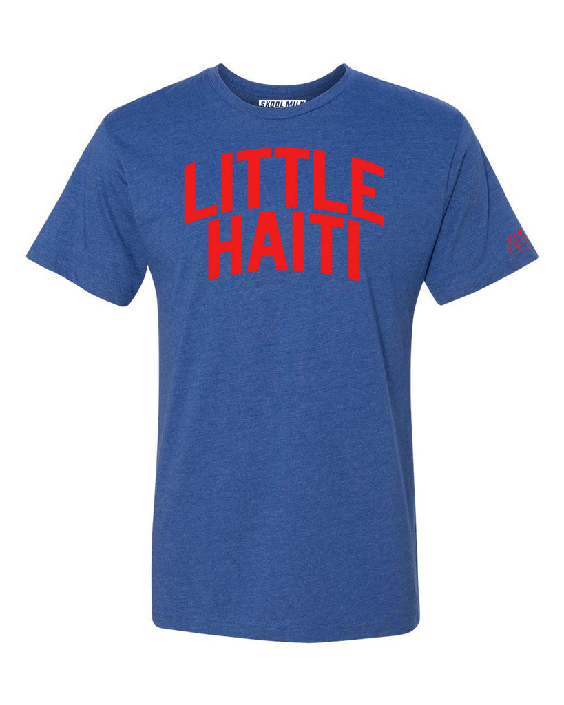Blue Little Haiti T-shirt w/ Red Reflective Letters