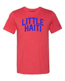 Red Little Haiti T-shirt w/ Blue Reflective Letters
