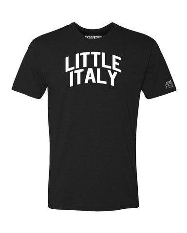 Black Little Italy T-shirt with White Reflective Letters