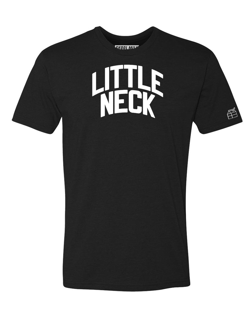Black Little Neck T-shirt with White Reflective  Letters