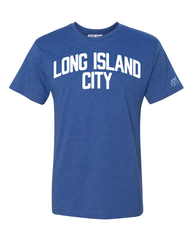 Blue Long Island City T-shirt with White Reflective Letters