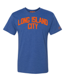 Blue Long Island City T-shirt with Knicks Orange Letters