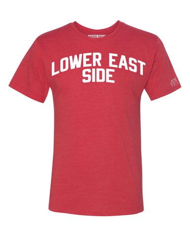 Red Lower East Side T-shirt with White Reflective Letters