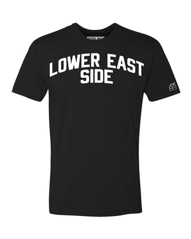 Black Lower East Side T-shirt with White Reflective Letters