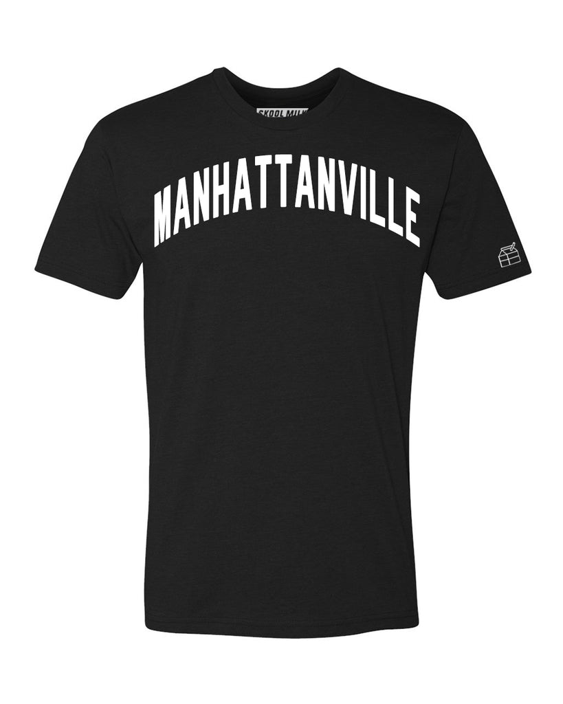 Black Manhattanville T-shirt with White Reflective Letters