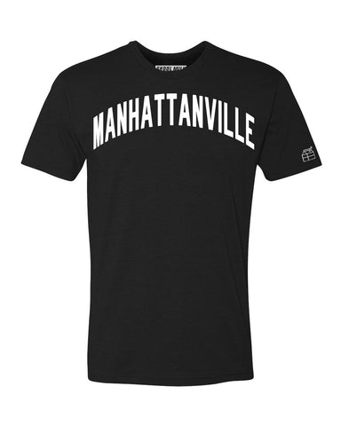 Black Manhattanville T-shirt with White Reflective Letters