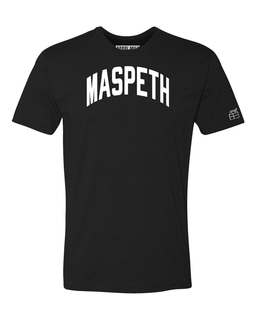 Black Maspeth T-shirt with White Reflective Letters